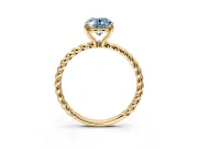 Solitaire Engagement Ring Setting for Fancy Blue Oval Center with 2-Strand Rope Twist Band and Prong Head in Yellow Gold
