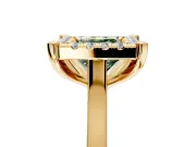 Single Halo Engagement Ring Setting for Fancy Green Princess Cut Center with Corner Claws, Plain Band and Prong Head in Yellow Gold