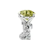 Solitaire Engagement Ring Setting for Fancy Yellow Round Cut Center with Bar-Station Pave Twist and Prong Head in White Gold