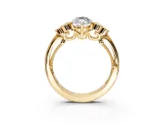 Cluster Engagement Ring Setting for Marquise Center with Bezel Accent Clusters and Prong Head in Yellow Gold