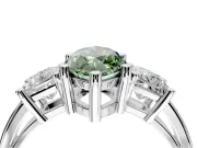 3 Stone Engagement Ring Setting for Fancy Green Marquise Center with Matching Side Accents and Prong Head in Platinum