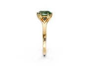 Solitaire Engagement Ring Setting for Fancy Green Cushion Cut Center with Plain Split Shank and Prong Head in Yellow Gold