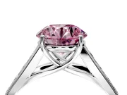 Solitaire Engagement Ring Setting for Fancy Pink Round Cut Center with Cathedral Channel Band and Prong Head in Platinum
