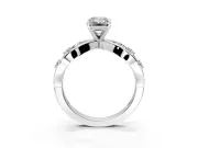 Solitaire Engagement Ring Setting for Emerald Cut Center with Criss-Cross Accent Band and Prong Head in Platinum