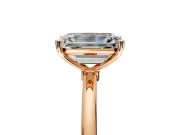 Solitaire Engagement Ring Setting for Emerald Cut Center with Straight Thin Band and Prong Head in Rose Gold