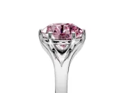 Solitaire Engagement Ring Setting for Fancy Pink Round Cut Center with Plain Split Shank and Prong Head in Sterling Silver