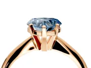 Solitaire Engagement Ring Setting for Fancy Blue Heart-Shaped Center with Knife Ridge Band and Claw Prong Head in Rose Gold