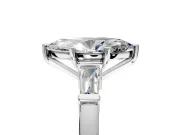 3 Stone Engagement Ring Setting for Marquise Center with Channel Baguette Accents and Prong Head in Platinum
