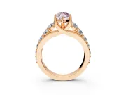 Solitaire Engagement Ring Setting for Fancy Pink Marquise Center with Graduated Shared Prongs and Prong Head in Rose Gold