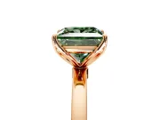 Solitaire Engagement Ring Setting for Fancy Green Princess Cut Center with Thin Rounded Plain Band and Prong Head in Rose Gold