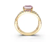 Solitaire Engagement Ring Setting for Fancy Pink Asscher Cut Center with Wide-Open Split Shank and Prong Head in Yellow Gold