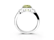Cluster Engagement Ring Setting for Fancy Yellow Princess Cut Center with Milgrain Shoulder Clusters and Prong Head in Sterling Silver