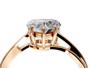 Solitaire Engagement Ring Setting for Heart-Shaped Center with Plain Bypass Twist Band and Prong Head in Rose Gold