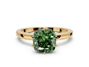 Solitaire Engagement Ring Setting for Fancy Green Cushion Cut Center with Plain Band and Tulip Prong Head in Yellow Gold