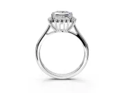 Starburst Halo Engagement Ring Setting for Princess Cut Center with Thin Round-Wire Band and Prong Head in Sterling Silver