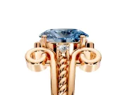 Solitaire Engagement Ring Setting for Fancy Blue Oval Center with Twisted Band and Scroll Prong Head in Rose Gold