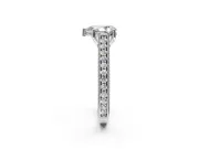 Solitaire Engagement Ring Setting for Pear-Shaped Center with Engraved Pave Band and Prong Head in Platinum
