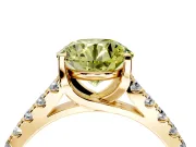Solitaire Engagement Ring Setting for Fancy Yellow Round Cut Center with Partway Pave Band and Prong Head in Yellow Gold