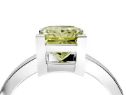 Solitaire Engagement Ring Setting for Fancy Yellow Princess Cut Center with Plain Band and Flat Tab Prong Head in Sterling Silver