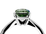 Solitaire Engagement Ring Setting for Fancy Green Radiant Cut Center with Knife Ridge Band and Claw Prong Head in White Gold