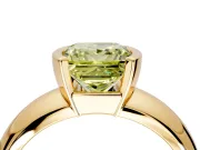 Tension Engagement Ring Setting for Fancy Yellow Princess Cut Center with Wide Flat Band and Tension Head in Yellow Gold