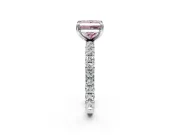 Solitaire Engagement Ring Setting for Fancy Pink Princess Cut Center with Shared-Prong Accents and Prong Head in Platinum