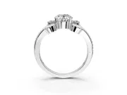 Solitaire Engagement Ring Setting for Oval Center with Twisted Band and Scroll Prong Head in Platinum