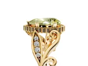 Halo Engagement Ring Setting for Fancy Yellow Pear-Shaped Center with Leaf Motif Split Shank and Prong Head in Yellow Gold
