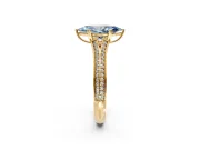 Solitaire Engagement Ring Setting for Fancy Blue Marquise Center with Pave Rail Split Shank and Prong Head in Yellow Gold