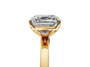 Solitaire Engagement Ring Setting for Asscher Cut Center with Thin Rounded Plain Band and Prong Head in Yellow Gold