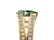 Split Shank Engagement Ring Setting for Fancy Green Pear-Shaped Center with Pave Split Shank and Prong Head in Yellow Gold