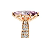 Solitaire Engagement Ring Setting for Fancy Pink Marquise Center with Multi-Row Accents and Prong Head in Rose Gold