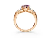 Cluster Engagement Ring Setting for Fancy Pink Heart-Shaped Center with Round Cut Accent Frame and Prong Head in Rose Gold
