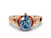 Solitaire Engagement Ring Setting for Fancy Blue Pear-Shaped Center with Wide Band, Pave Collar and Prong Head in Rose Gold