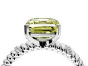 Rope Engagement Ring Setting for Fancy Yellow Asscher Cut Center with Accent Shoulders and Prong Head in Sterling Silver