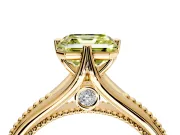 Solitaire Engagement Ring Setting for Fancy Yellow Asscher Cut Center with Milgrain Cathedral Band and Prong Head in Yellow Gold