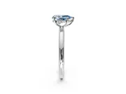 Hidden Halo Engagement Ring Setting for Fancy Blue Pear-Shaped Center with Thin Rounded Band and Prong Head in White Gold