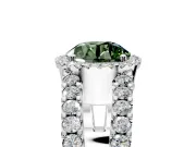 Halo Engagement Ring Setting for Fancy Green Round Cut Center with Wide-Open Pave Split Shank and Prong Head in Platinum