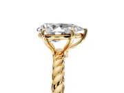 Solitaire Engagement Ring Setting for Pear-Shaped Center with Plain Twisted Rope Band and Prong Head in Yellow Gold