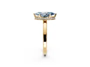 Hidden Halo Engagement Ring Setting for Fancy Blue Marquise Center with Wide Flat Plain Band and Prong Head in Yellow Gold