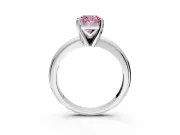 Solitaire Engagement Ring Setting for Fancy Pink Cushion Cut Center with Wire Band and Prong Head in Sterling Silver