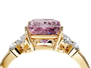Solitaire Engagement Ring Setting for Fancy Pink Princess Cut Center with Marquise Flower Shoulders and Prong Head in Yellow Gold
