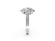 Halo Engagement Ring Setting for Oval Center with Milgrain Channel Band and Prong Head in Platinum