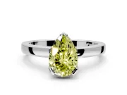 Solitaire Engagement Ring Setting for Fancy Yellow Pear-Shaped Center with Plain Band and Flat Tab Prong Head in Sterling Silver