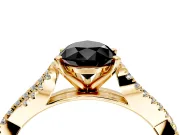 Solitaire Engagement Ring Setting for Fancy Black Pear-Shaped Center with Twisted Pave Split Shank and Prong Head in Yellow Gold