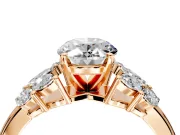 Leaf Cluster Engagement Ring Setting for Oval Center with Marquise Accents and Prong Head in Rose Gold