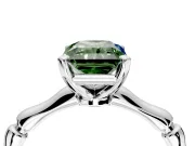 Solitaire Engagement Ring Setting for Fancy Green Radiant Cut Center with Bamboo Band and Prong Head in Platinum