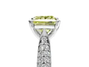 Solitaire Engagement Ring Setting for Fancy Yellow Princess Cut Center with Multi-Row Accents and Prong Head in Sterling Silver
