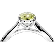 Solitaire Engagement Ring Setting for Fancy Yellow Pear-Shaped Center with Narrow Cathedral Band and Prong Head in White Gold