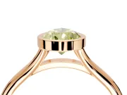 Solitaire Engagement Ring Setting for Fancy Yellow Pear-Shaped Center with V Split Shank and Bezel Head in Rose Gold